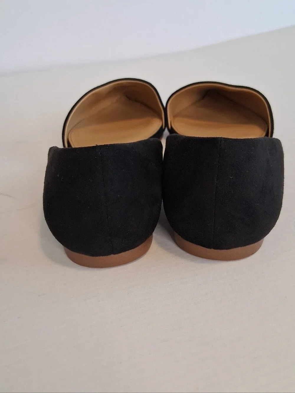 J. Crew Factory D'Orsay Flat Pointy Toe Cutout Shoes Sz 7.5 Black Faux Suede
